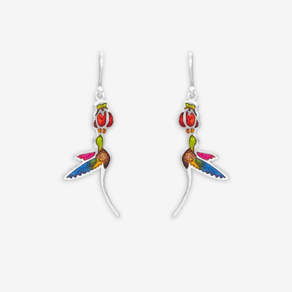 aretes colibrí & flor